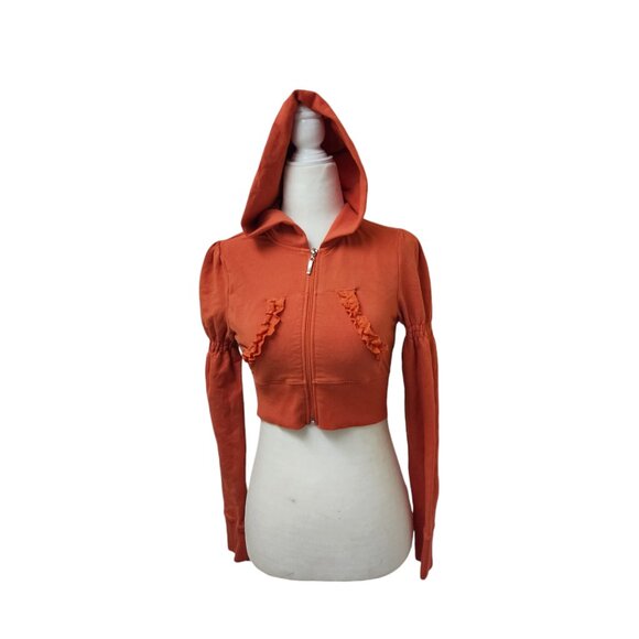Romeo & Juliet Couture Orange Babydoll y2k 2000s Crop Sweater Juniors Medium - Picture 1 of 7